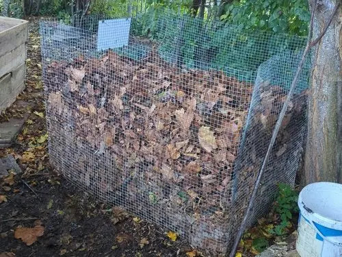 Kooi gevuld met zelf verzamelde herfstbladeren in natuurlijke omgeving