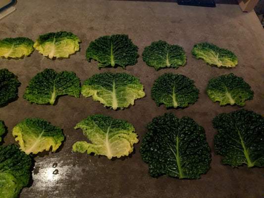 Savooikool bladeren 1 minuut gekookt klaar om te vullen met gehakt voor een gezonde maaltijd